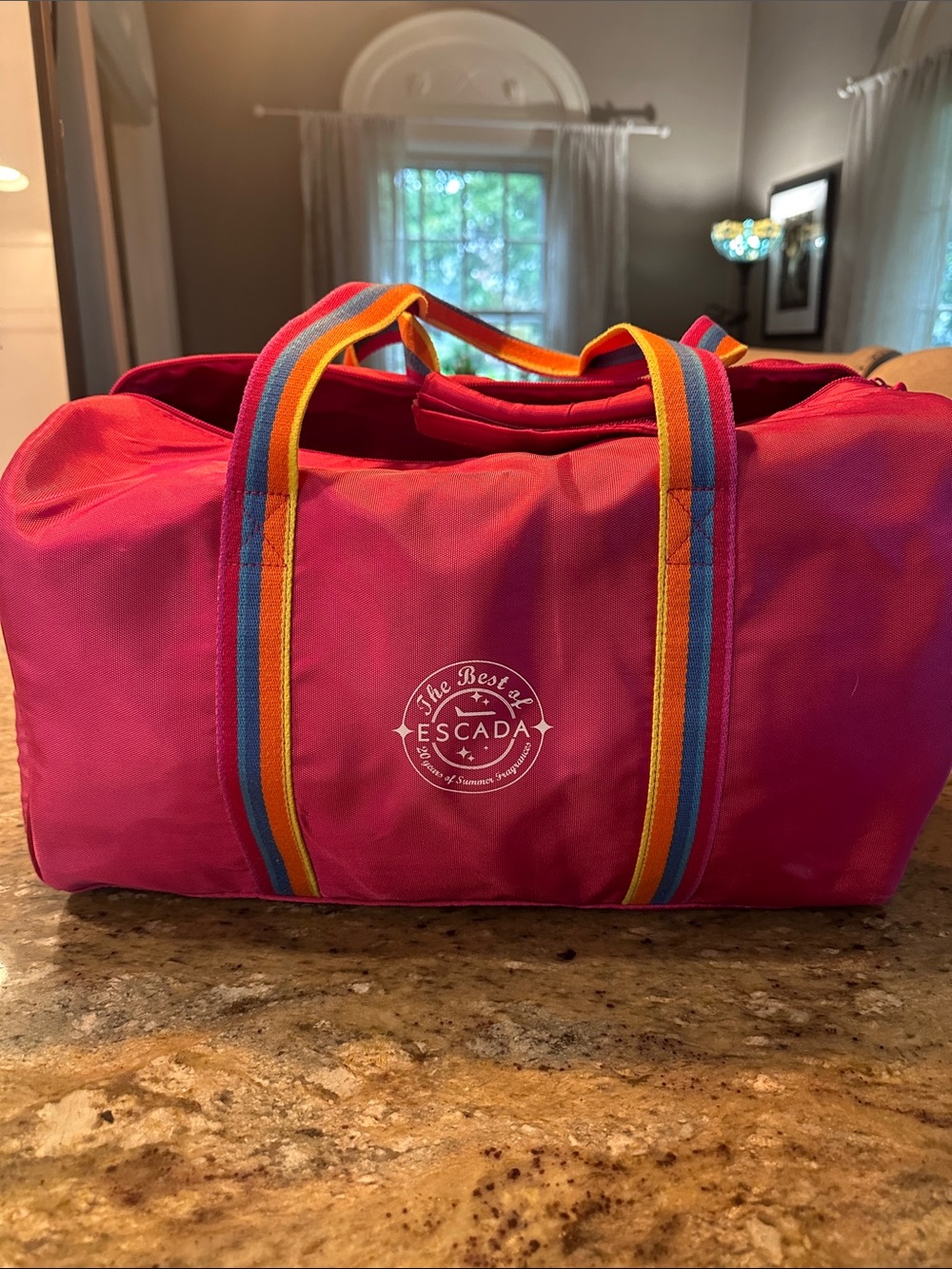 Escada Hot Pink Travel Bag with Multicolor Straps